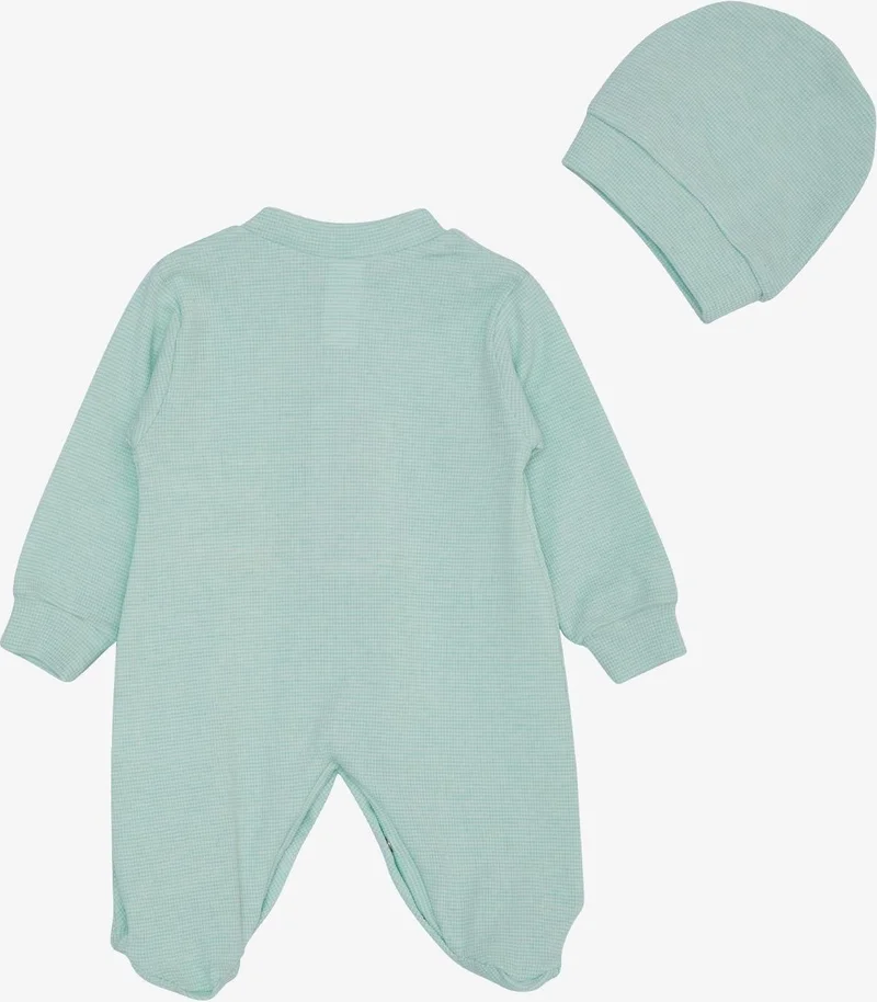 Breeze Breeze Baby Boy Booties Jumpsuit with Cute Bunny Embroidery 0-6 Months, Water Green