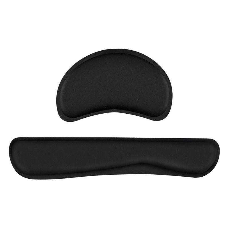 Memory Foam Keyboard Wrist Pad Set Office Gaming Keyboard Wrist Pads with Lycra Fabric Anti-slip Base Black - Image 1