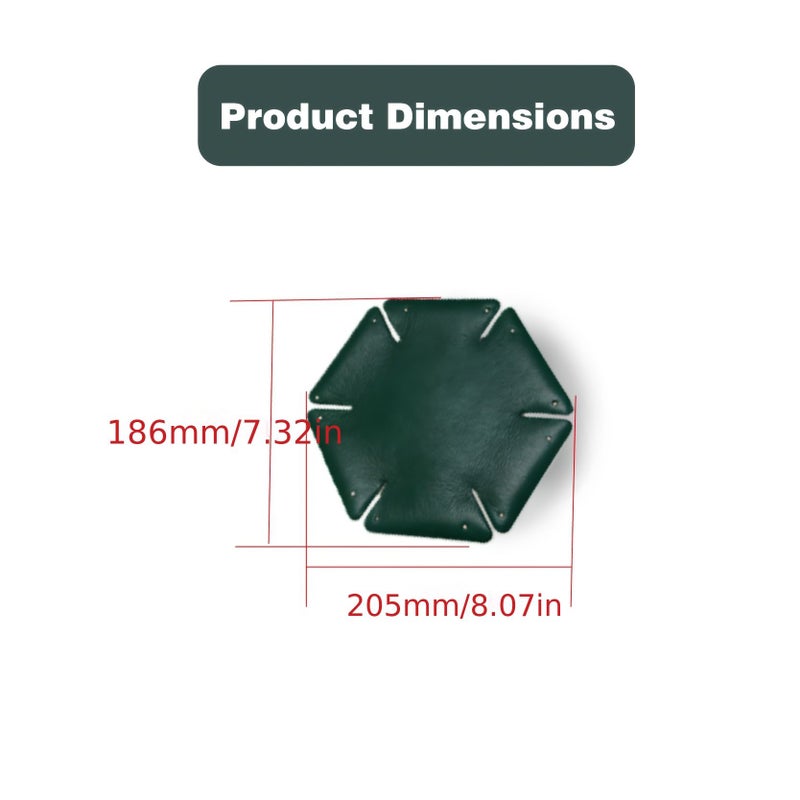C83 Leather Hexagonal Storage Tray Handmade Die Cut Solid Wood Base Steel - Image 4