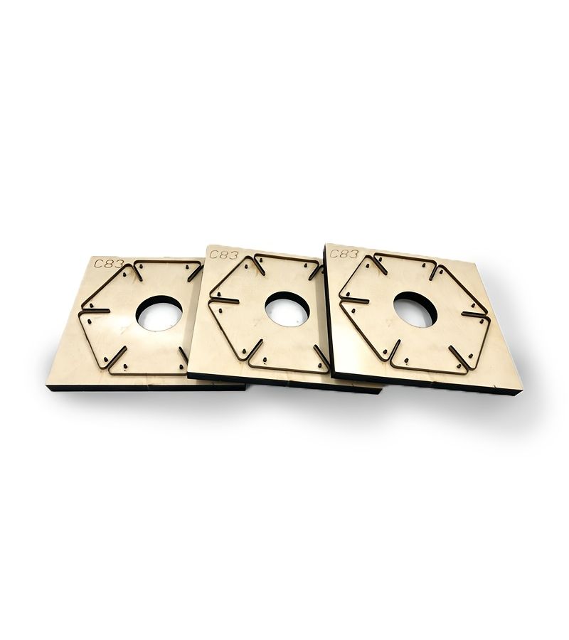 C83 Leather Hexagonal Storage Tray Handmade Die Cut Solid Wood Base Steel - Image 5