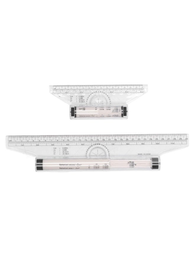 jaexest Parallel Rolling Ruler – Roller Ruler Portable 5-Piece Set – Stable Sliding Transparent Clear Scale – with Practical Formulas for Work, School, Drawing, Design - Image 2