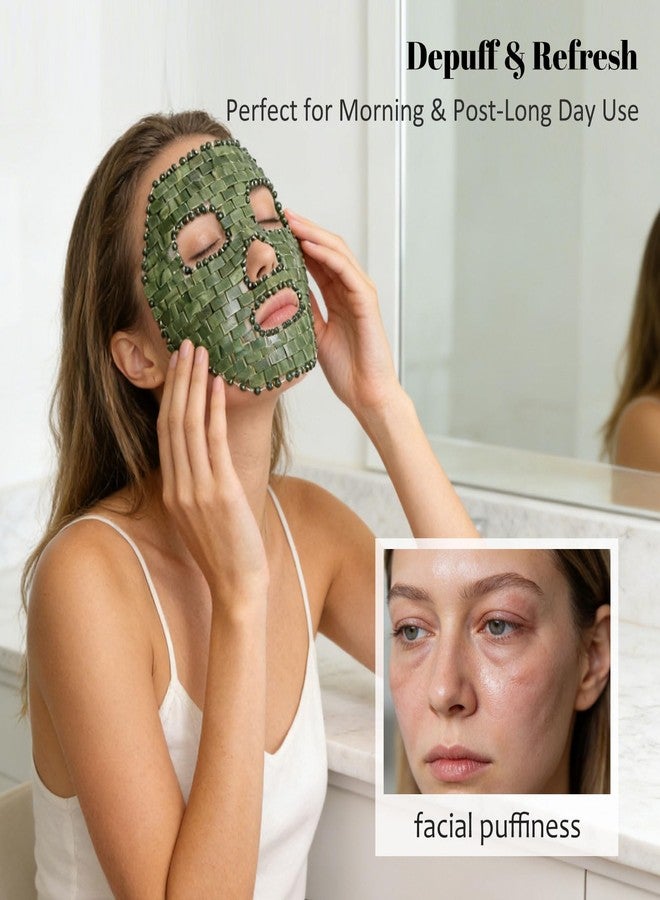 ideayard Jade Mask, Handmade Skin Care Tool for Home SPA, Helps Relieve Puffy Eyes & Dark Circles - Image 3
