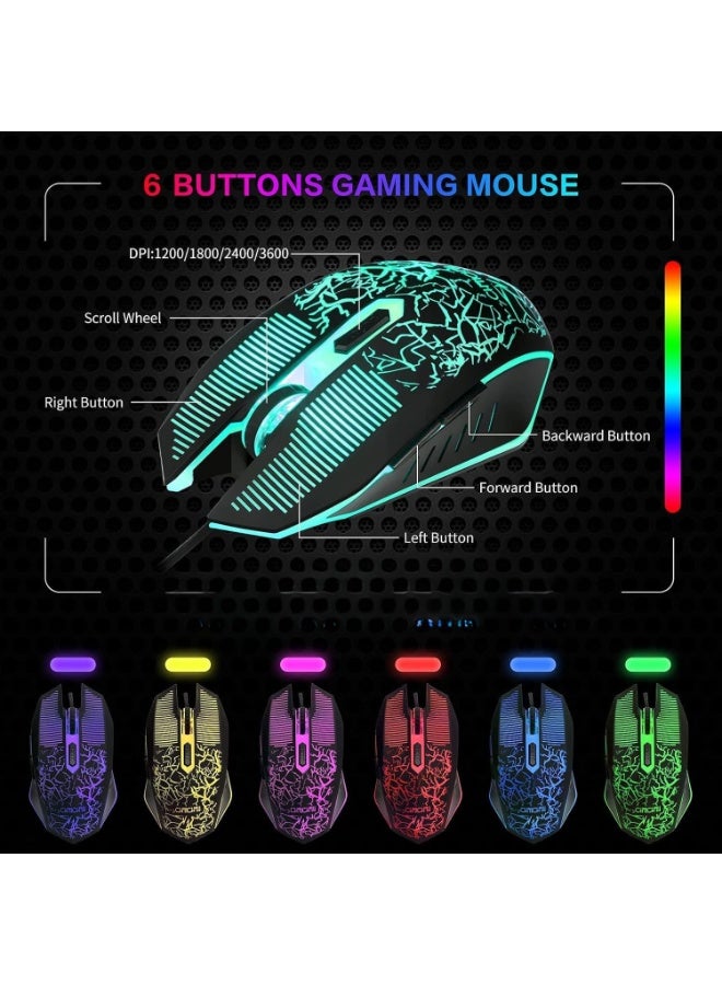 طقم لوحة مفاتيح سلكية وماوس باد بإضاءة ليد - كيبورد ألعاب مريح بإضاءة خلفية - متوافق مع الكمبيوتر واللابتوب وأجهزة الألعاب بلاي ستيشن وإكس بوكس - Image 4