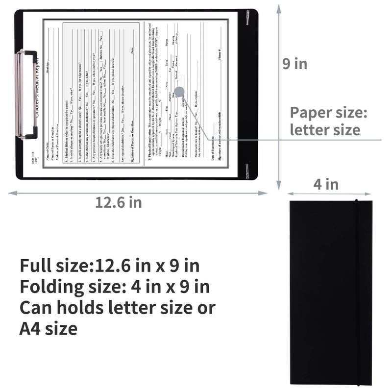 BEKAclub 2Pack Foldable Nurse Clipboard - Black Plastic Medical Clipboard with Pocket Size & 6 Medical Cheat Sheets - Image 3