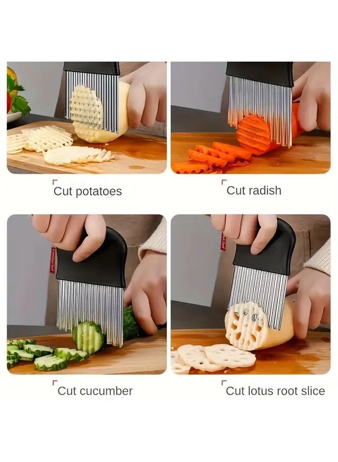 1 قطعة سكين بطاطس مموجة لتقطيع الخضار لبطاطس الفرنسية تقطيع الفواكه - Image 5