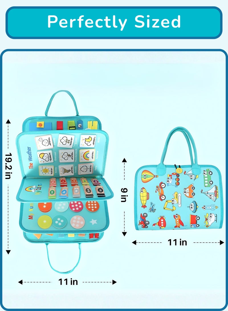 Sanirell 10 in 1 Montessori Busy Book for Toddlers 1-5, Activity Baby Book with Life Skill Reduces Screen Time, Preschool Learning Education Montessori Busy Board for Problem Solving & Imagination Fun - Image 2