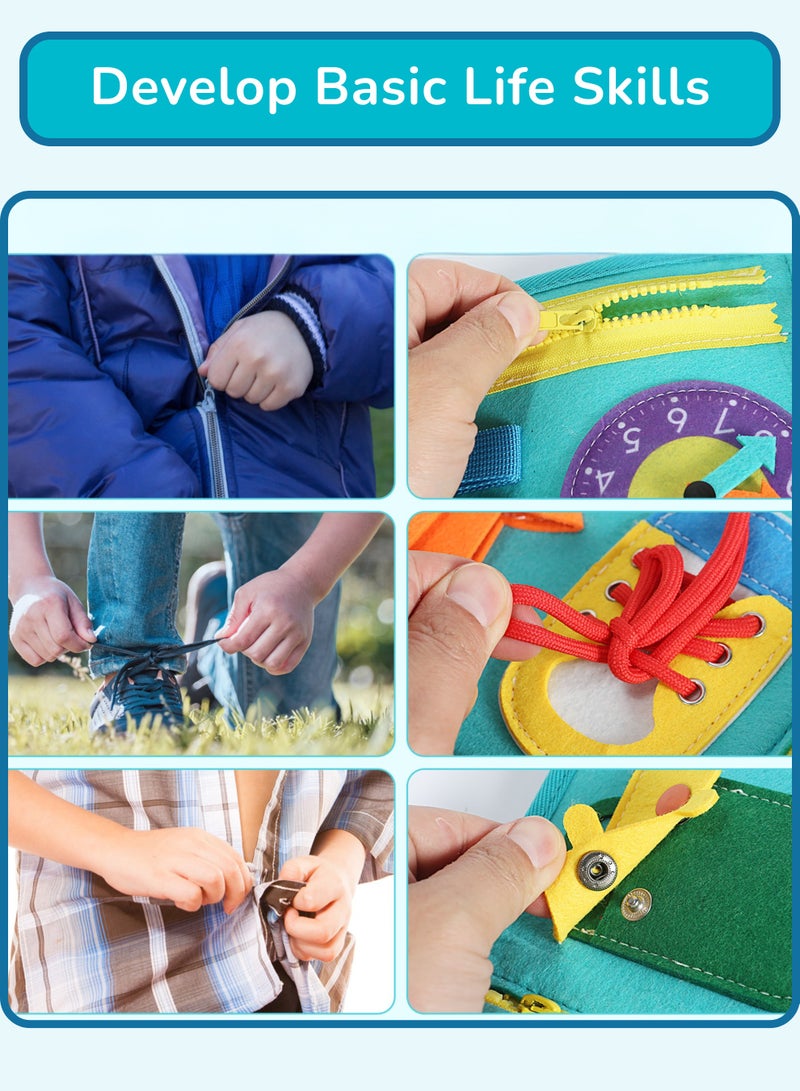 Sanirell 10 in 1 Montessori Busy Book for Toddlers 1-5, Activity Baby Book with Life Skill Reduces Screen Time, Preschool Learning Education Montessori Busy Board for Problem Solving & Imagination Fun - Image 3