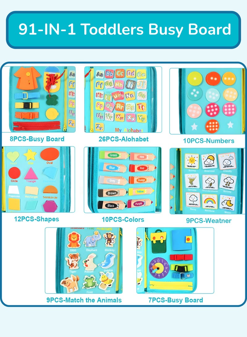 Sanirell 10 in 1 Montessori Busy Book for Toddlers 1-5, Activity Baby Book with Life Skill Reduces Screen Time, Preschool Learning Education Montessori Busy Board for Problem Solving & Imagination Fun - Image 4