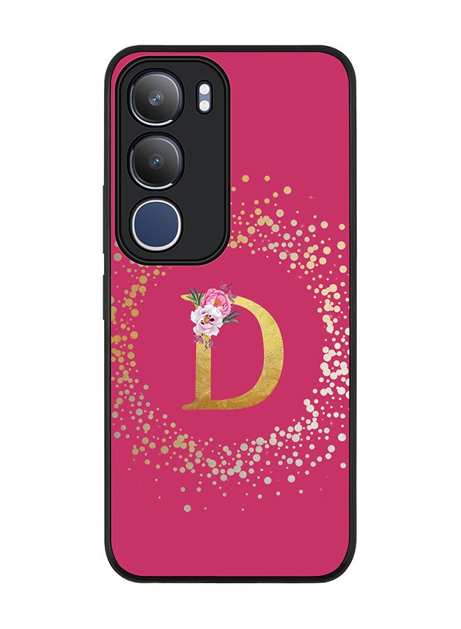Stylizedd For vivo Y19s / Y19s Pro Case,Slim fit Camera Protection, Shockproof Thin Phone cover  - Custom Monogram Floral - D ( Deep Pink )