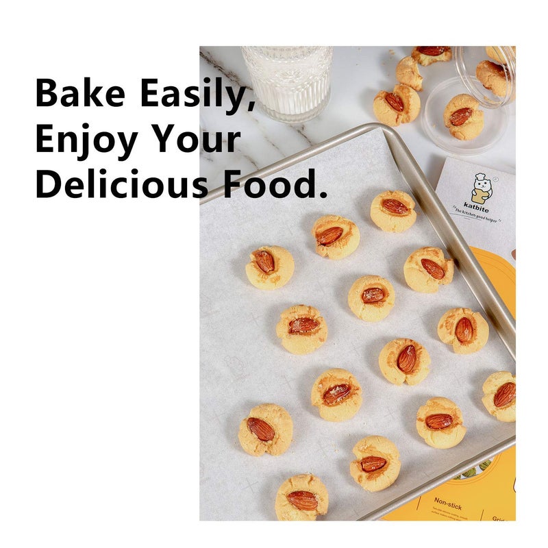 katbite أوراق ورق البرشمان كاتبايت 12x16 بوصة مع خطوط شبكية، ورق خبز مقصوص مسبقًا، غير لاصق وقوي، ورق برشمان نصف ورقة لخبز الكعك، كعك الكوب، الطهي، القلي الهوائي، البخار، الشواء - Image 5