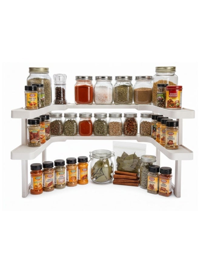 FLYZEO 2-Tier Kitchen Spice Organizer Shelf – Countertop & Cabinet Rack for Spices & Seasonings - Image 1