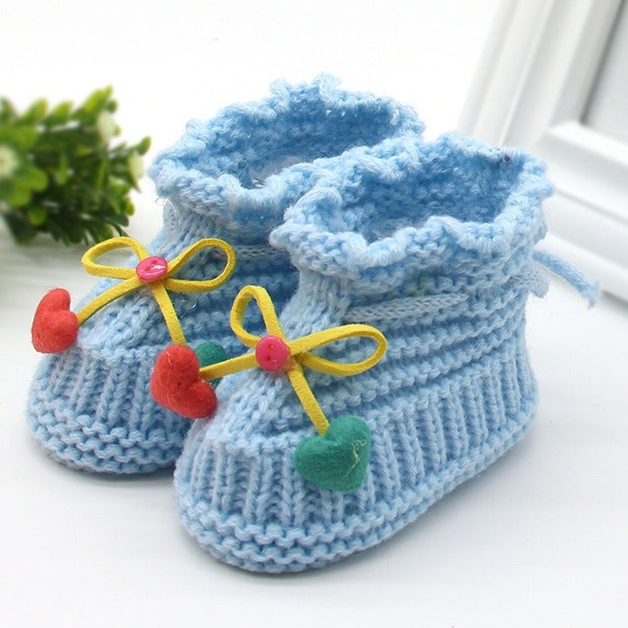 Qi Ta Handmade Knitted Baby Socks Shoes for Newborns, Cotton Breathable Anti-Slip Cartoon Booties, 0-3-6 Months, Spring Autumn - Image 1