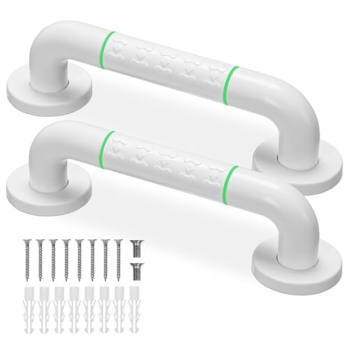 JFMkaer Grab Bars for Shower2 Pack 12 Inch Shower Handle Bath Grab Rails with AntiSlip Grip and Safety Luminous CirclesStainless Steel Bath Handle Bathroom Grab Bar for Seniors and Disability - Image 1