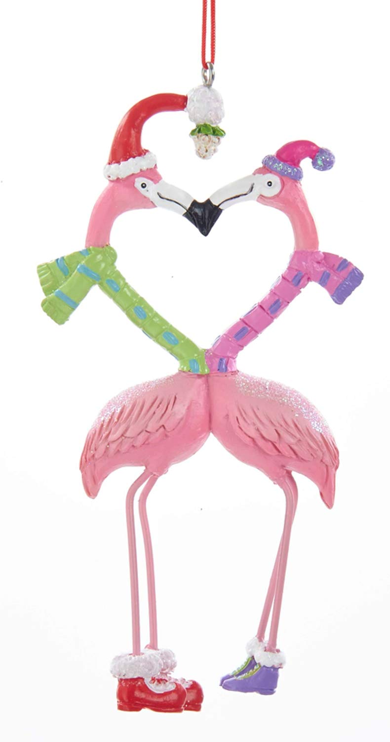 Kurt Adler RES Kissing Flamingos Hanging Ornament