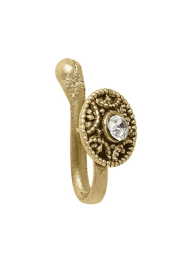 fabula by OOMPH Jewellery Antique Gold Tone Ethnic Nose Pin For Women & Girls Stylish Latest - Image 1