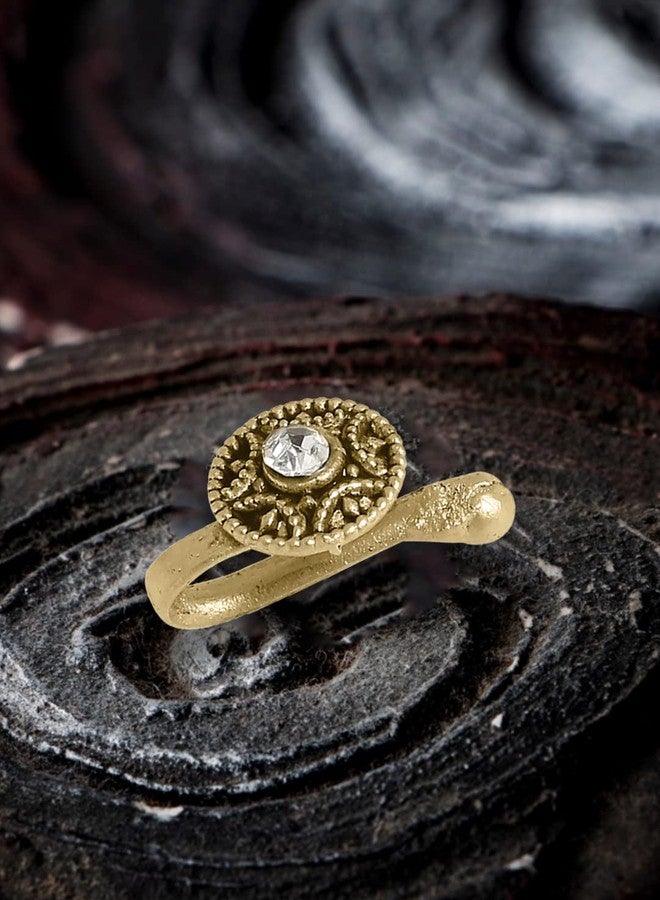 fabula by OOMPH Jewellery Antique Gold Tone Ethnic Nose Pin For Women & Girls Stylish Latest - Image 4