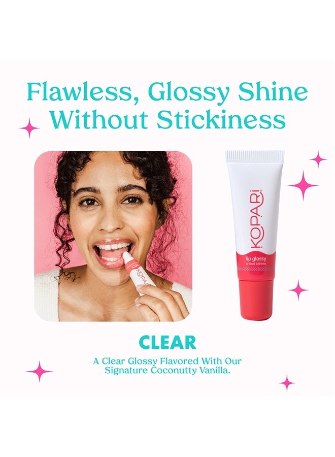 Kopari Coconut Lip Glossy - Clear - Hydrating and Moisturizing Coconut Oil, Vitamin E and Shea Butter Lip Gloss With 100% Organic Coconut Oil, Non GMO, Vegan Sulfate Free 0.35 Oz - Image 2