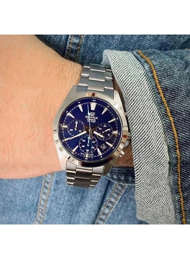 Casio Edifice EFV-630D-2AVUDF Men's Chronograph Watch, Blue Sunray Dial, Stainless Steel Band, 100M Water Resistant - Image 5
