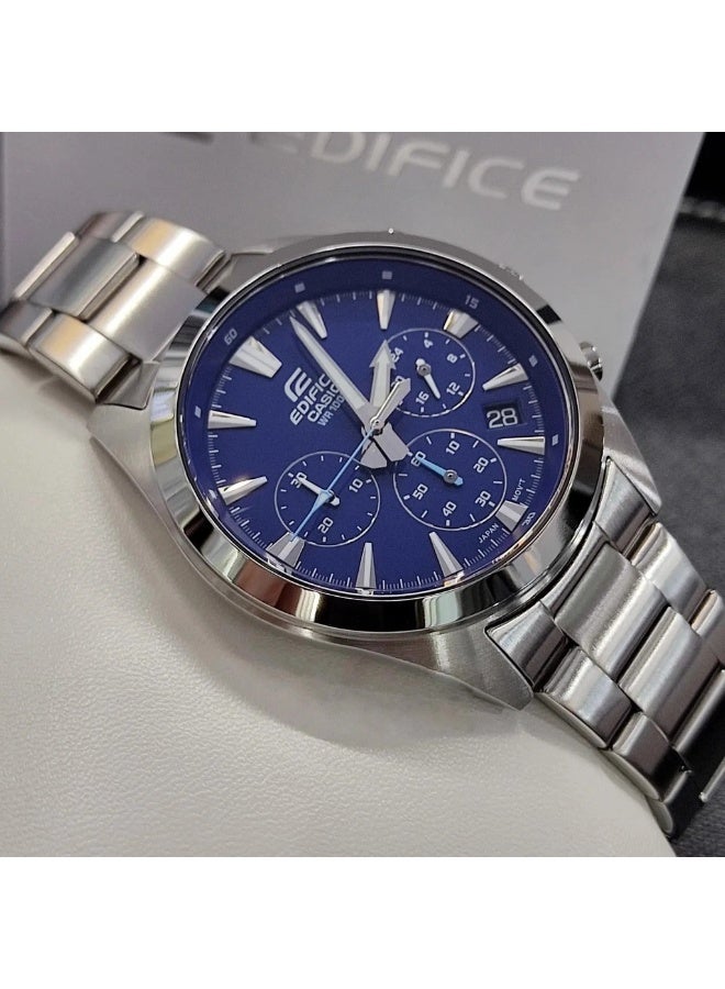 Casio Edifice EFV-630D-2AVUDF Men's Chronograph Watch, Blue Sunray Dial, Stainless Steel Band, 100M Water Resistant - Image 3