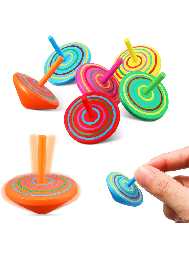 NQOOH Wooden Spinning Top Toy for Kids – 10 Colorful Traditional Tops for Fun and Focus Development - Image 1