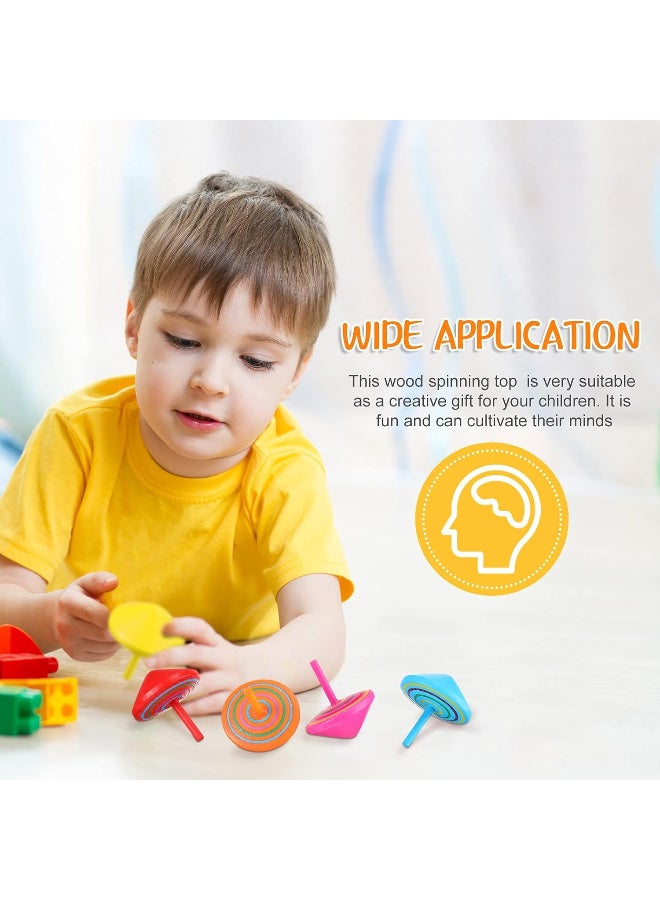 NQOOH Wooden Spinning Top Toy for Kids – 10 Colorful Traditional Tops for Fun and Focus Development - Image 2