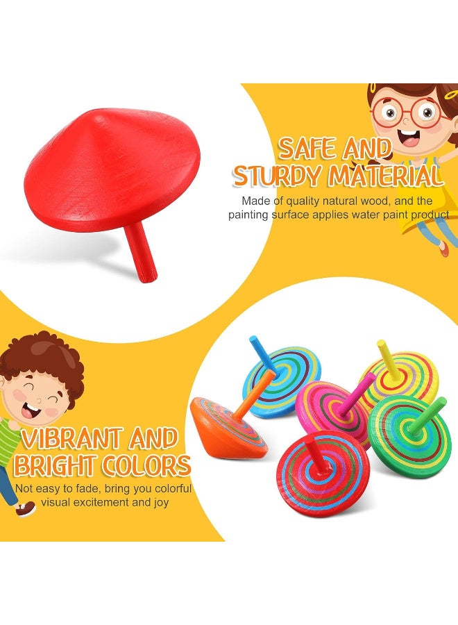 NQOOH Wooden Spinning Top Toy for Kids – 10 Colorful Traditional Tops for Fun and Focus Development - Image 3