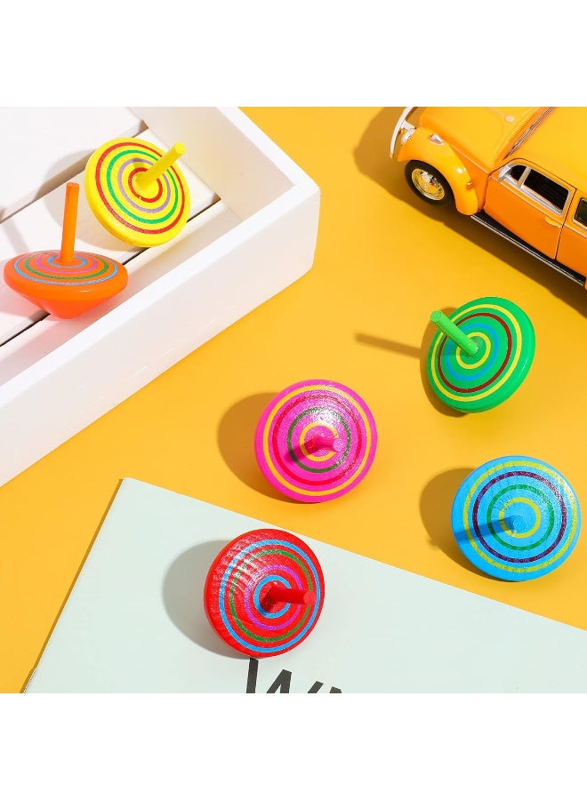 NQOOH Wooden Spinning Top Toy for Kids – 10 Colorful Traditional Tops for Fun and Focus Development - Image 4