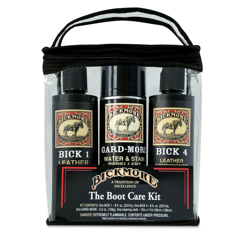 Bickmore Boot Care Kit - Bick 1 Bick 4 & Gard-More - Leather Lotion Cleaner Conditioner & Protector - For Cleaning Softening and Protecting Boots Shoes Handbags Purses Jackets and More - Image 1