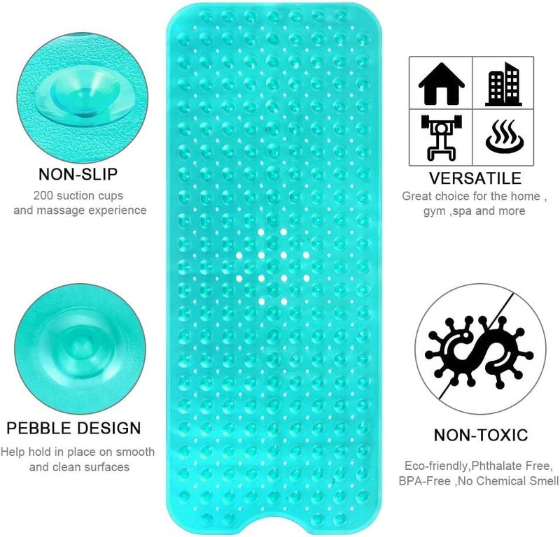 VHKD PVC Door Bathroom Mat Anti Skid Slip Green Long Bathroom mat (TransperentGreen 100x40cm) - Image 5