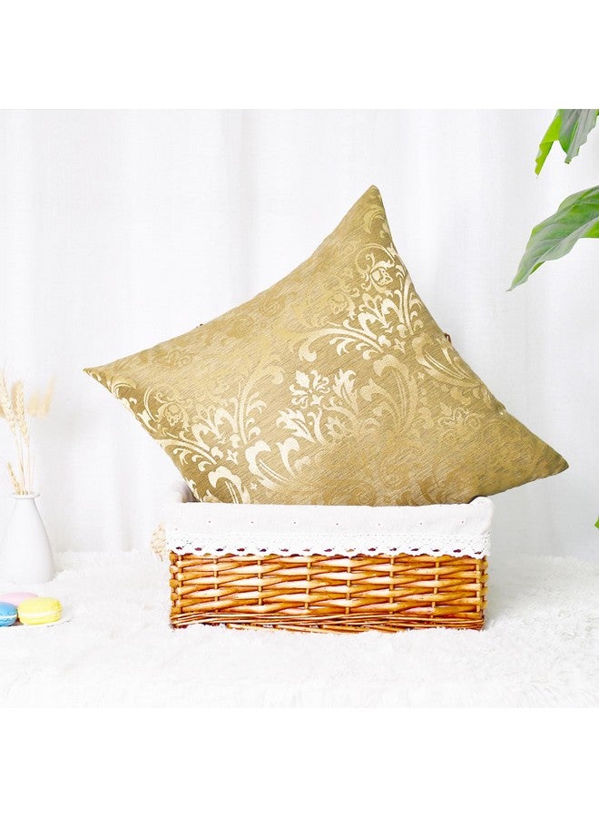 CaliTime Pack of 2 Throw Pillow Covers Cases for Couch Sofa Home Decoration Vintage Damask Floral Shining & Dull Contrast 18 X 18 Inches Gold - Image 4