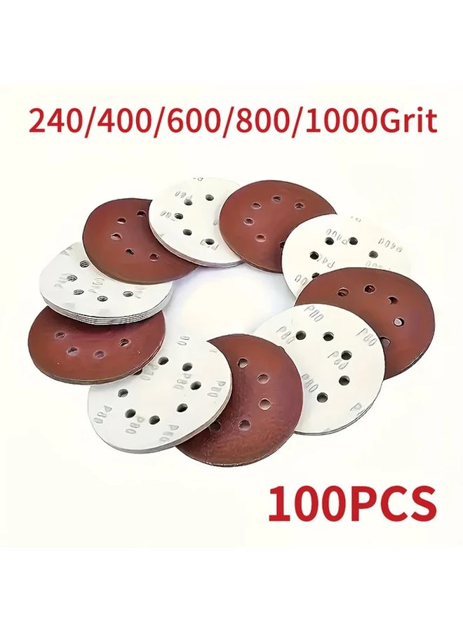 100pcs 5 Inch 125mm 8 Hole Sanding Discs 240 400 600 800 1000 Grits For Random Orbital Sander - Image 1
