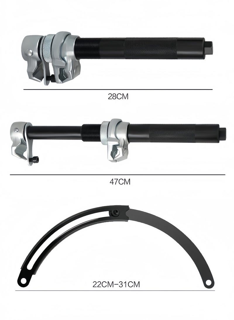 مجموعة من 3 قطع من أدوات ضغط زنبركات الدعامة الحلزونية لامتصاص الصدمات للسيارات، مجموعة أدوات شديدة التحمل من الفولاذ السبائكي مع قبضة مانعة للانزلاق وقضبان قابلة للتعديل - مُخمّدة ومعززة للسلامة - Image 4