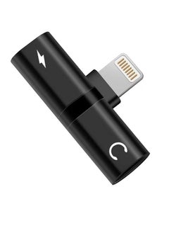 2 In 1 Double Lightning Headphone Audio And Charge Splitter Adapter   Black