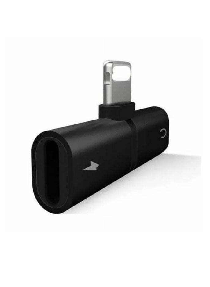 GO-DES - 2 In 1 Double Lightning Headphone Audio And Charge Splitter Adapter   Black - Image 1