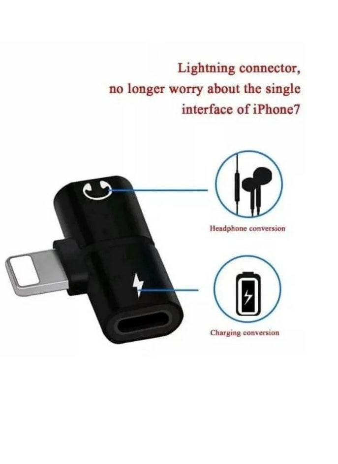GO-DES - 2 In 1 Double Lightning Headphone Audio And Charge Splitter Adapter   Black - Image 1
