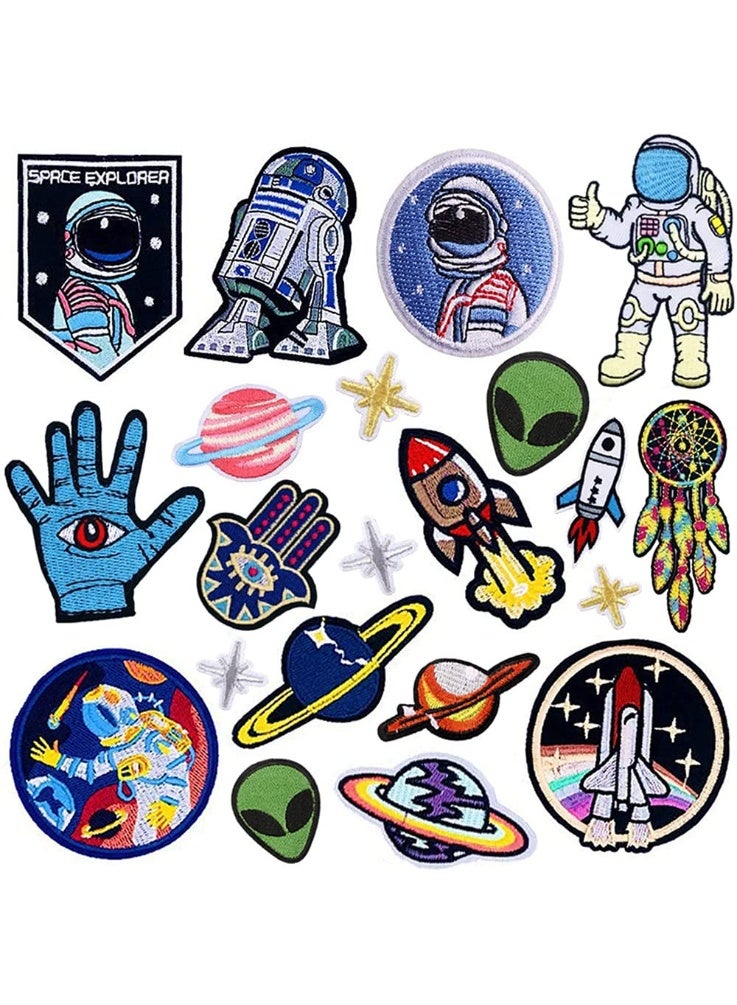 fantasize 21pcs Iron On Patches for Clothing Embroidered Patches Decoration DIY Craft Patches Sew On Iron On Patches Applique for Clothes Dress Pants Hats Jeans Backpacks ( Astronaut ) - Image 1