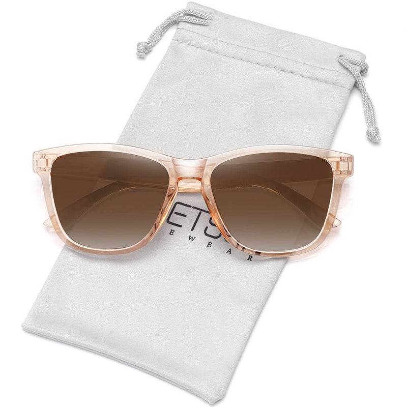 MEETSUN Polarized Sunglasses for Women Men Classic Retro Trendy Designer Style Gradient Brown Lens - Image 1