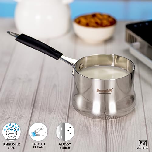 Sumeet ISI Certified Stainless Steel Heavy Gauge Coffee/Tea Maker, Milk Warmer Pot with Even & Faster Heating, Food Safe, Durable, Easy to Pour - Induction & Gas Stove Ready - 11cm, 800ml, Silver - Image 5