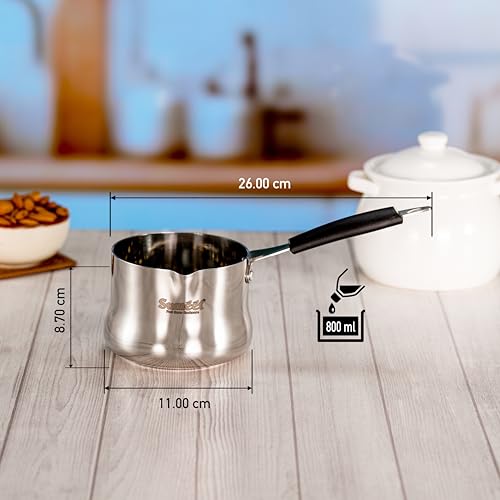 Sumeet ISI Certified Stainless Steel Heavy Gauge Coffee/Tea Maker, Milk Warmer Pot with Even & Faster Heating, Food Safe, Durable, Easy to Pour - Induction & Gas Stove Ready - 11cm, 800ml, Silver - Image 4