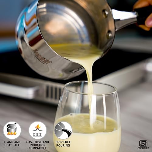 Sumeet ISI Certified Stainless Steel Heavy Gauge Coffee/Tea Maker, Milk Warmer Pot with Even & Faster Heating, Food Safe, Durable, Easy to Pour - Induction & Gas Stove Ready - 11cm, 800ml, Silver - Image 3