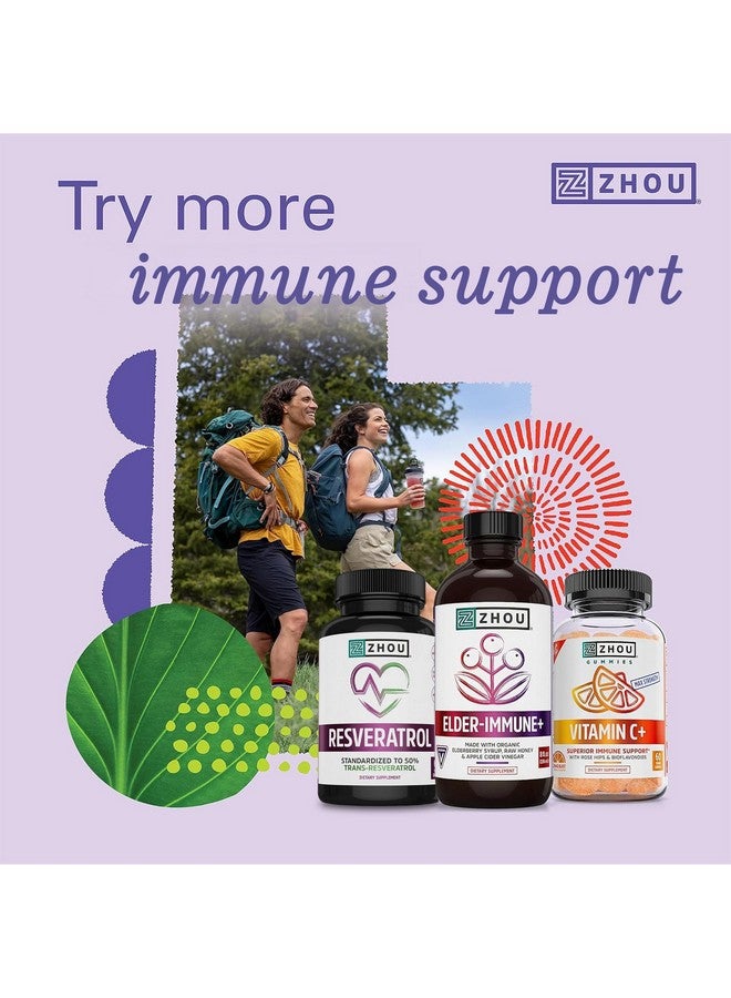 Zhou Elder-Mune Elderberry Gummies - Elderberry Vitamin C and Zinc, Daily Immune Support Supplemenet for Women & Men, Chewable Natural Black Elderberry for Adults & Children 4 & Up - 60 Gummies - Image 5