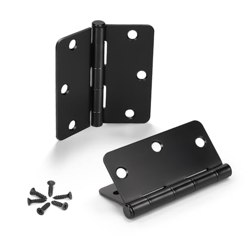 KNOBWELL 18 Pack 3.5" x 3.5" Door Hinges Matte Black No Squeak Interior Door Hinges with 1/4" Radius Corners - Heavy Duty - Image 1