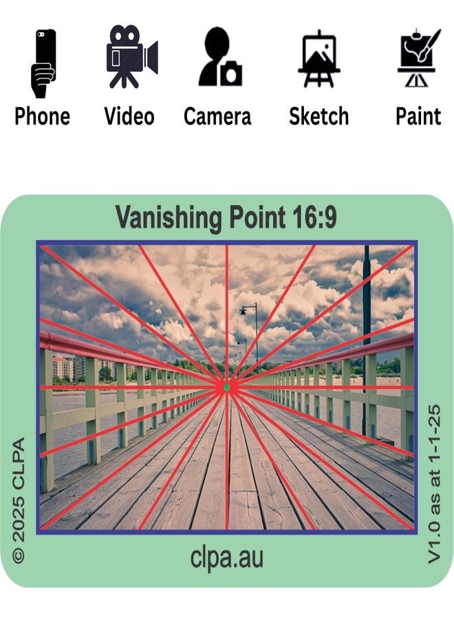 CLPA Vanishing Point Viewfinder: Credit Card-Sized Composition Grids for Video, Photography & Art in 4:3, 3:2, & 16:9 - Image 3