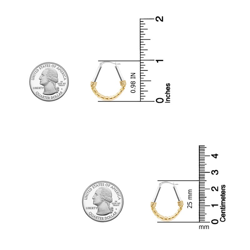 LeCalla Sterling Silver and Gold Earrings - 925 Sterling Silver Two Tone Earrings, Diamond Cut 14k Gold Plated Hoop Earrings for Women 25mm - Image 4