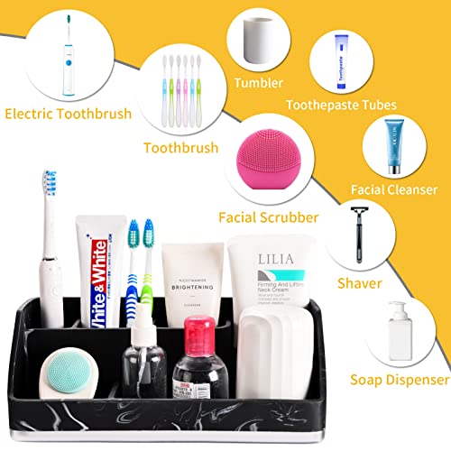 VITVITI Toothbrush Holders for Bathrooms, Bathroom Counter Organizer for Vanity Countertop/Sink, 5 Slots Tooth Brush/Toothpaste Holder Storage, Marble Look Bathroom Accessories, Black Resin - Image 4