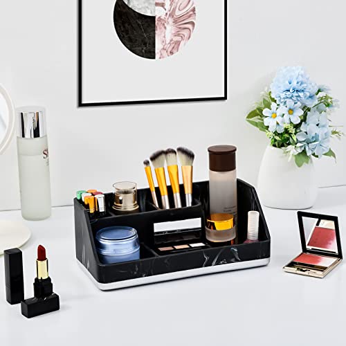 VITVITI Toothbrush Holders for Bathrooms, Bathroom Counter Organizer for Vanity Countertop/Sink, 5 Slots Tooth Brush/Toothpaste Holder Storage, Marble Look Bathroom Accessories, Black Resin - Image 5