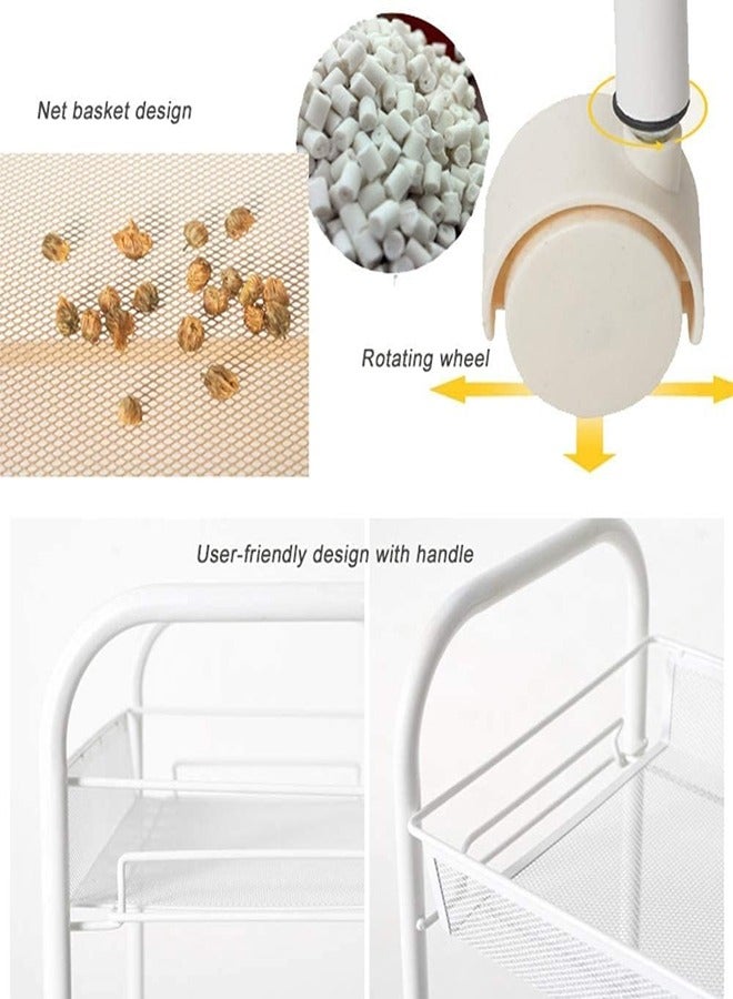 C&C Home 3 Tier Wire Mesh Multifunctional Trolley Storage Trolley Multifunctional Trolley Kitchen Organization Trolley with Handles and Swivel Wheels Rustproof Bathroom Living Room Service 44 x 27 x 64 cm - Image 3