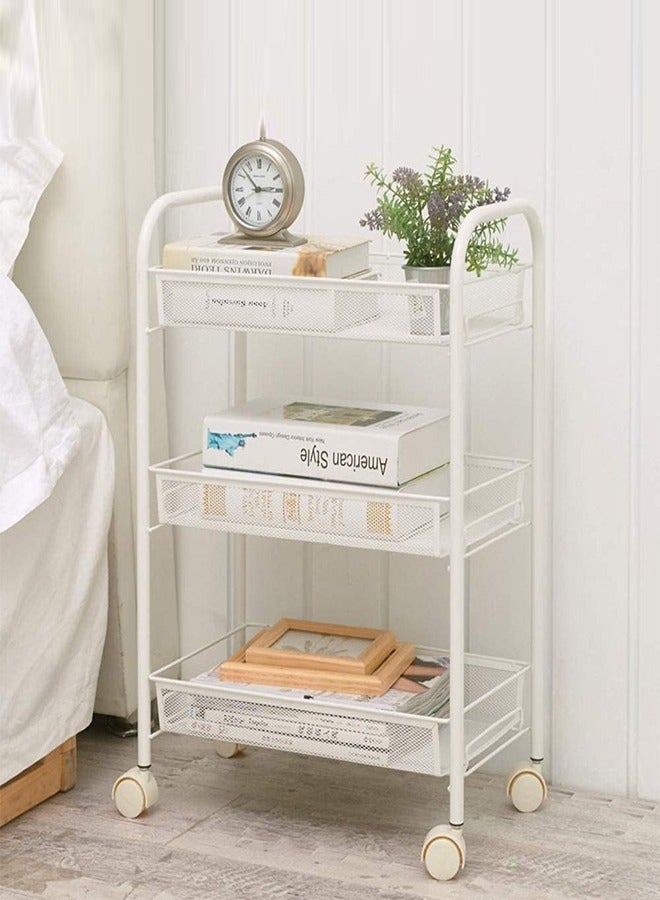 C&C Home 3 Tier Wire Mesh Multifunctional Trolley Storage Trolley Multifunctional Trolley Kitchen Organization Trolley with Handles and Swivel Wheels Rustproof Bathroom Living Room Service 44 x 27 x 64 cm - Image 1
