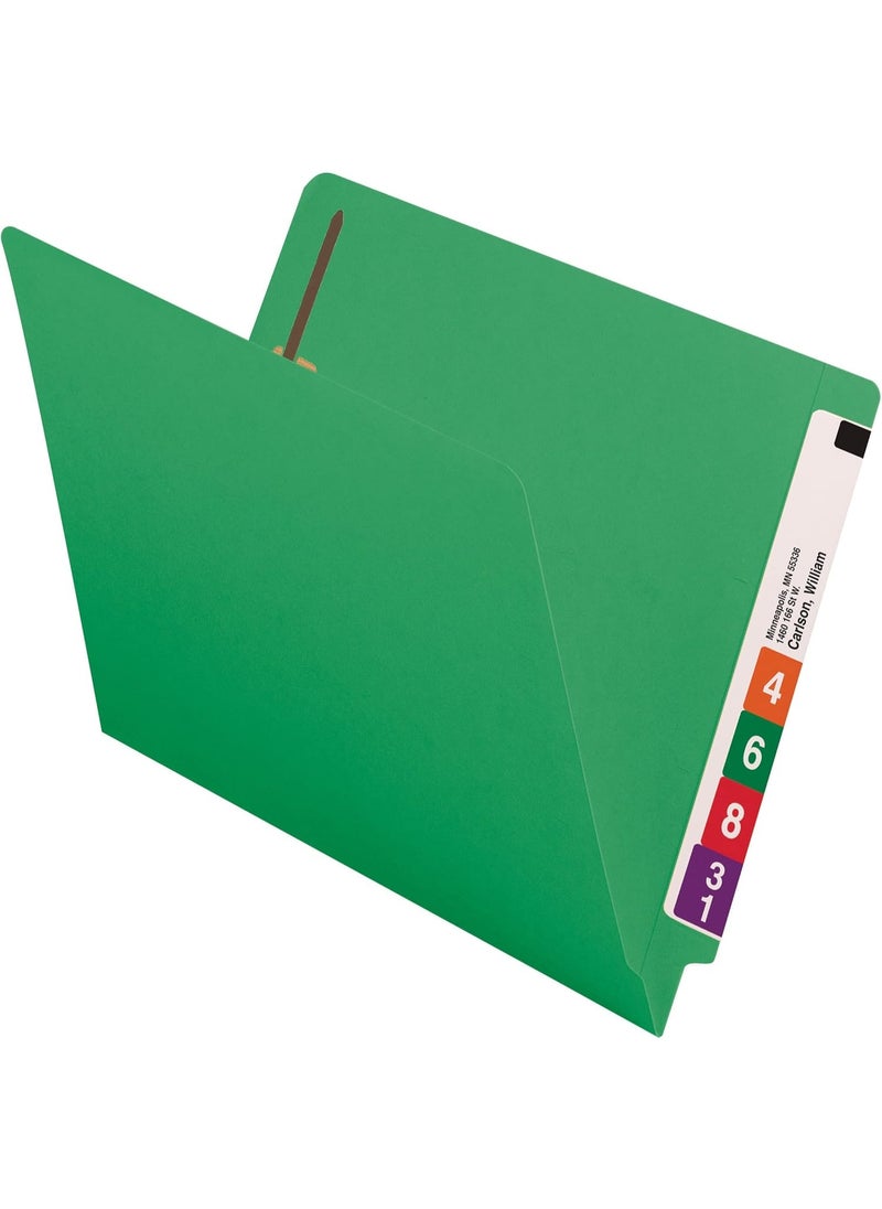 Smead Smead End Tab Fastener File Folder, Shelf-Master® Reinforced Straight-Cut Tab, 2 Fasteners, Letter Size, Green, 50 per Box (25140)  - Image 3