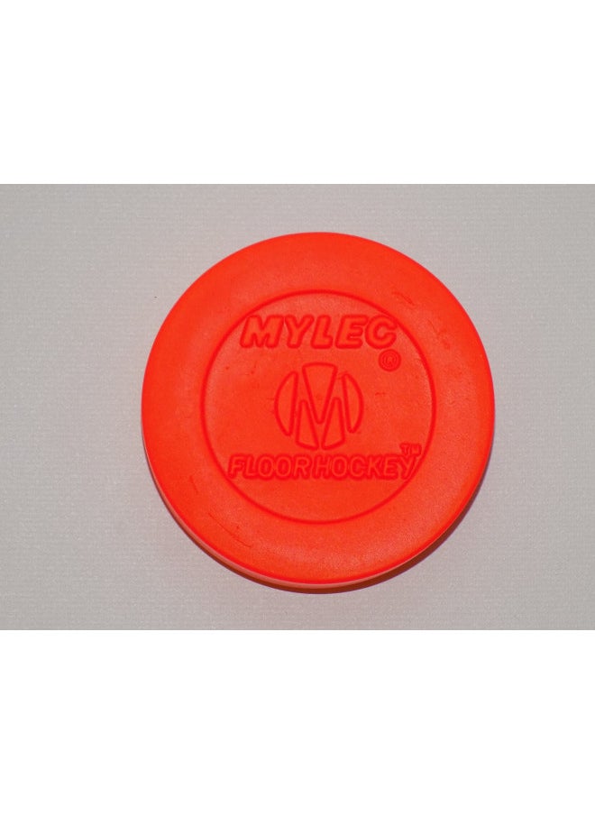 Mylec Hockey Pucks for Indoor & Outdoor Hockey, Lightweight Hollow Plastic Pucks for Street Hockey, (Orange, Pack of 6)